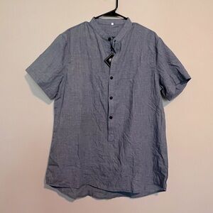 Men’s blue half button down